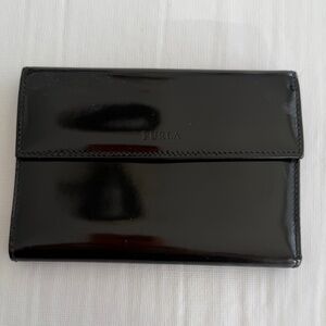 Furla Black Patent Leather Long Wallet